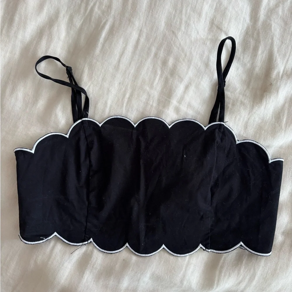 Wayf | Two Piece matching set, midi skirt and crop top with scalloped edging - Picture 2 of 8